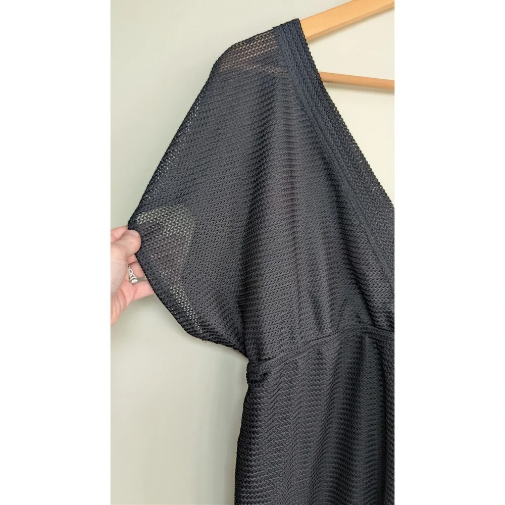 JORDAN TAYLOR Black Mesh Sheer Cover Up Dress Womens L V-Neck Swim Resort‎